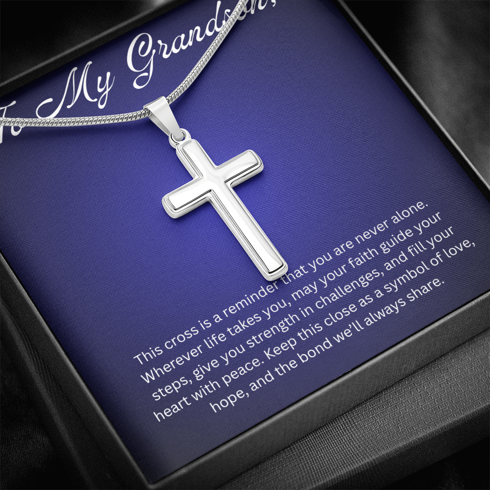 Cross Pendant Necklace For Grandson Gift